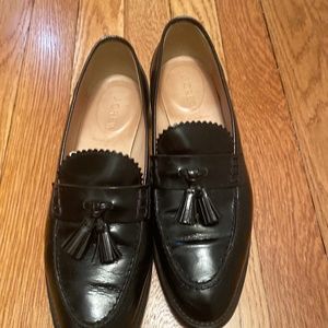 J Crew loafers leather black  size 7 1/2 woman